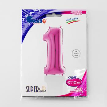 Zahl 1 Rosa / Pink -  5 Stück