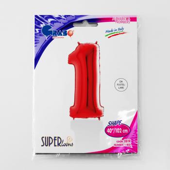 Zahl 1 Rot   -  5 Stück