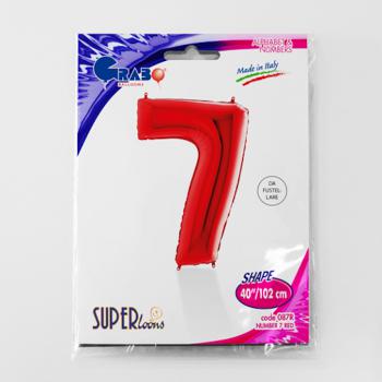 Zahl 7 Rot   -  5 Stück