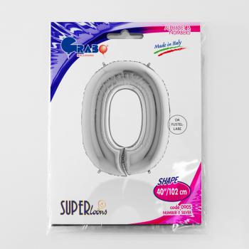 Zahl 0 Silber  -  5 Stück