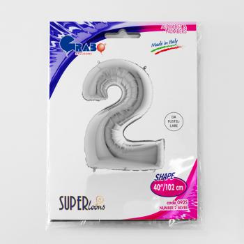 Zahl 2 Silber  -  5 Stück