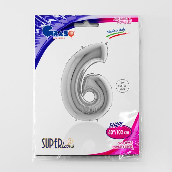 Zahl 6 Silber  -  5 Stück