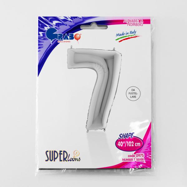 Zahl 7 Silber  -  5 Stück